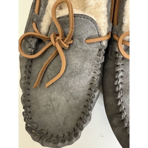 UGG Women 11 Dakota Slippers Gray Suede Moccasin Shearling Shoes Slip On - Picture 5 of 7